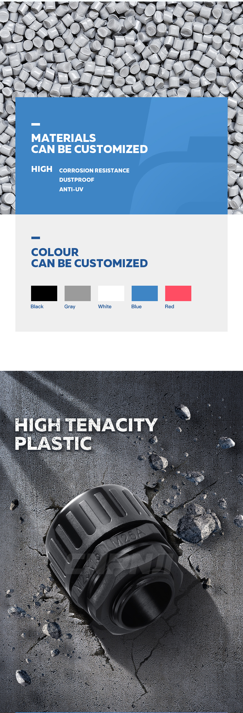 High Quality IP68,Metric Type Waterproof,Plastic Cable Gland