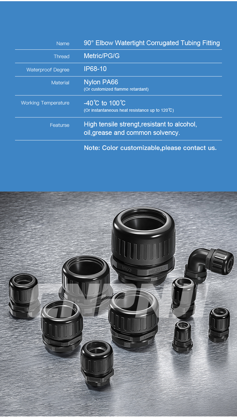Custom Waterproof IP68,90 degree union elbow,Custom Cable Gland Size