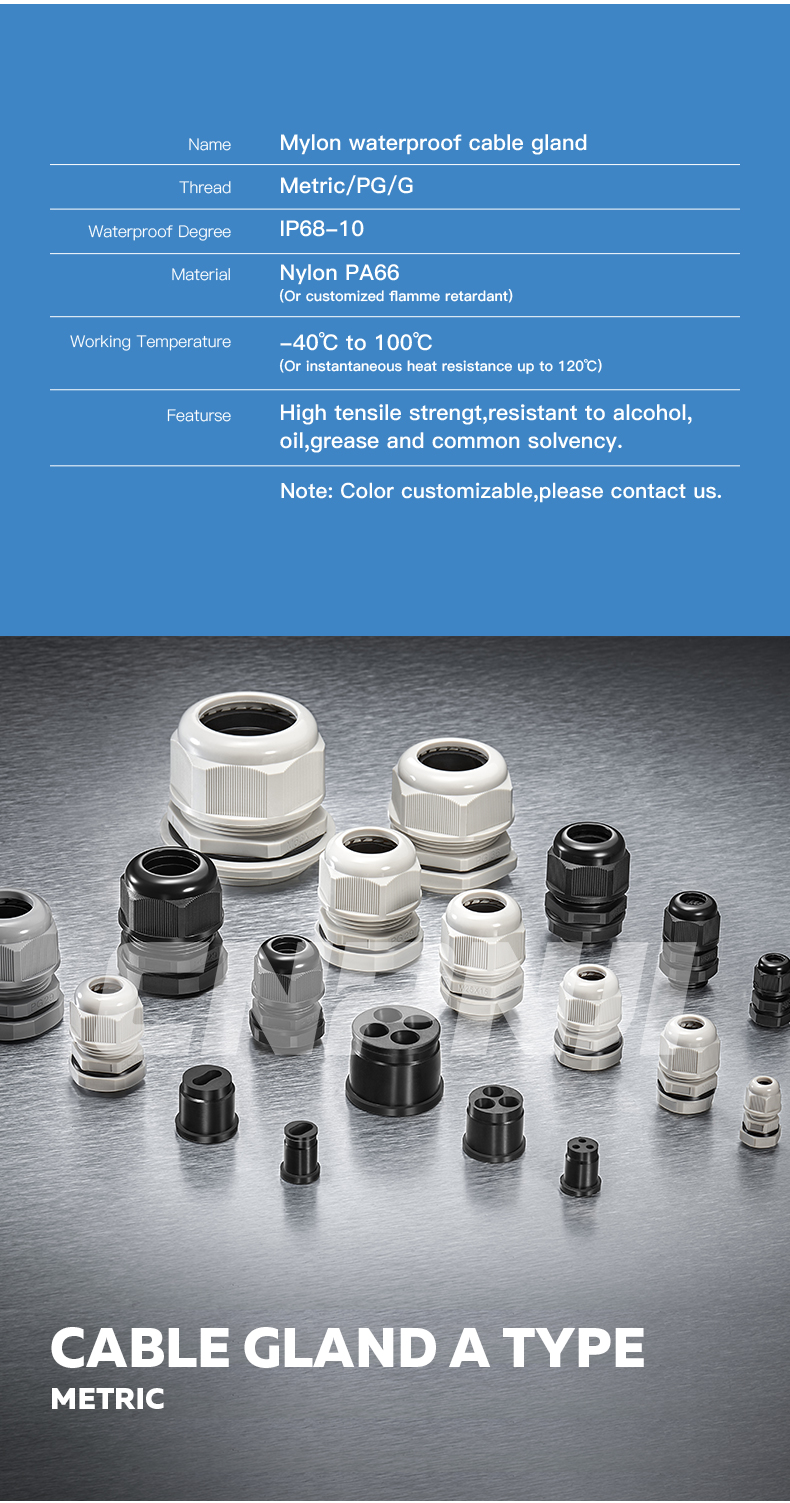 Best Quality,PA66 plastic,pvc cable gland