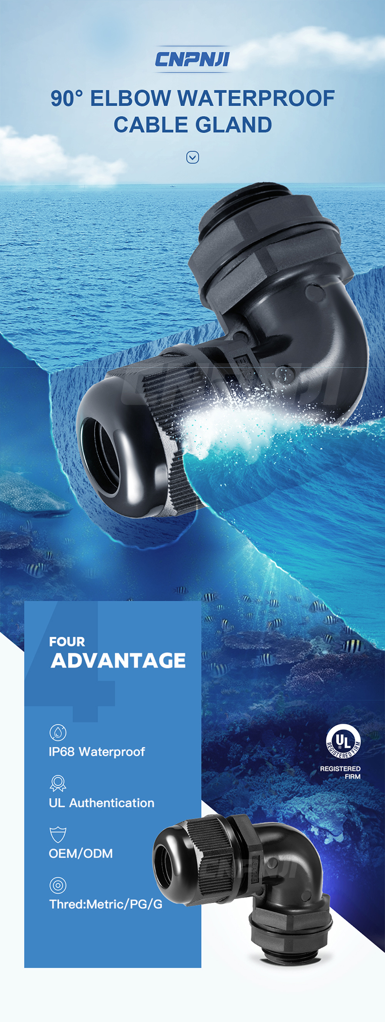 Manufacturer,right angle union,cable gland with CE certificate