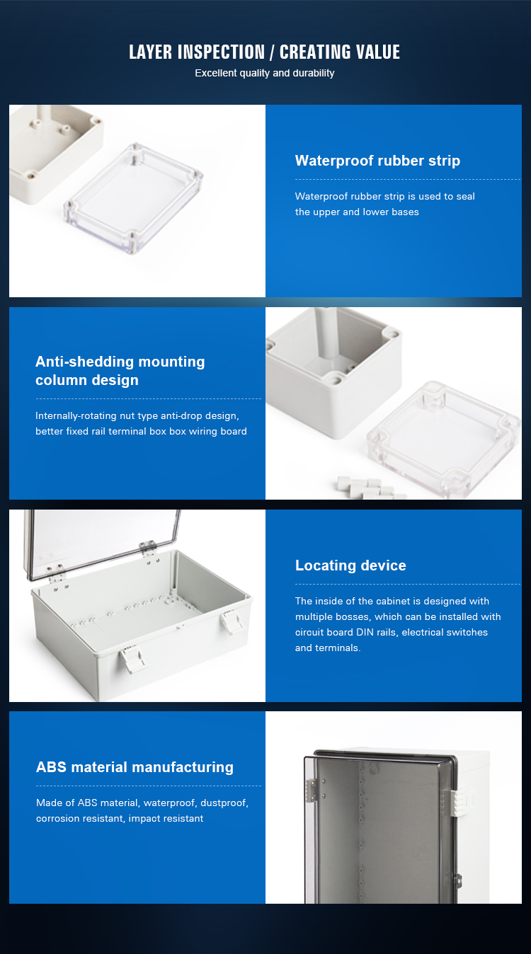 ABS Outdoor Plastic transparent cover,distribution board,polymer junction box