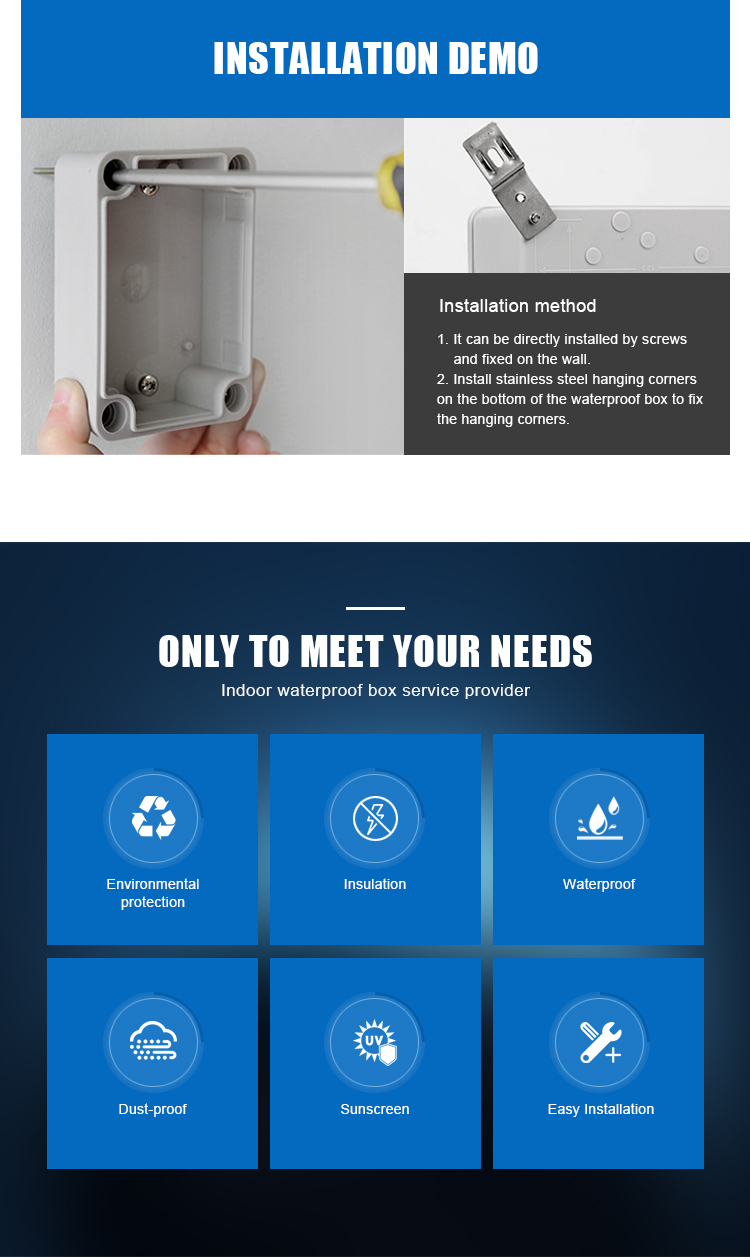 New plastic waterproof enclosure square 2x4 junction box electricity with CE