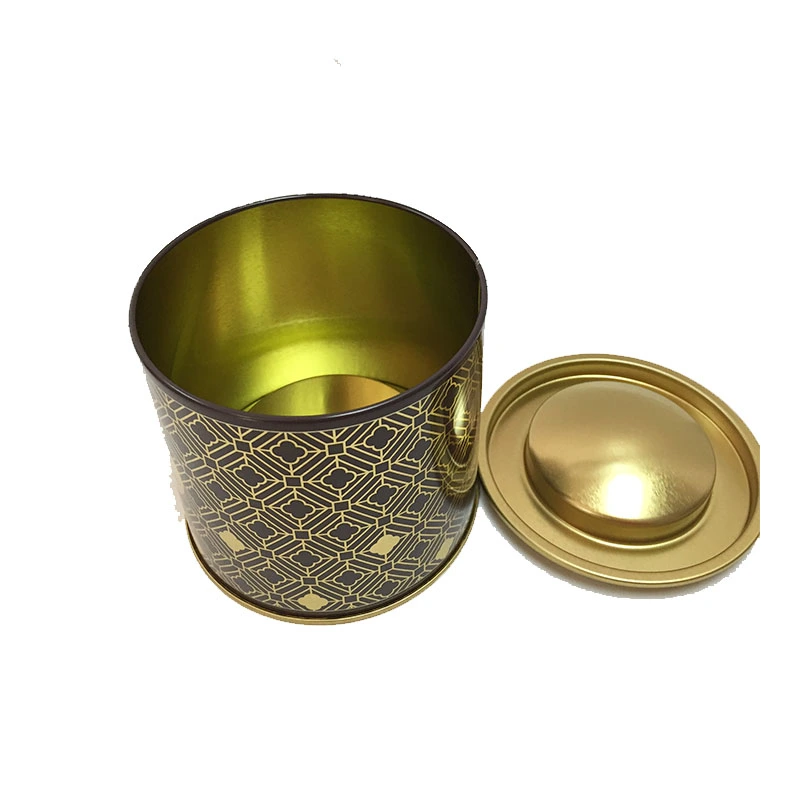 Beautiful printed round metal tea tin box custom wholesale tea tin