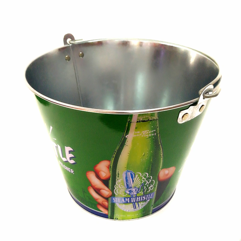 Galvanized ice bucket custom metal beer bucket with handle