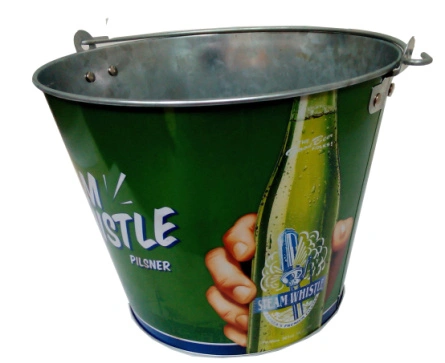5L galvanized ice bucket metal beer bucket with opener