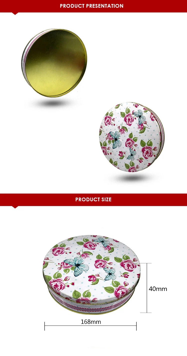 Custom printed metal cookie tin box with embossy round cookie tin can