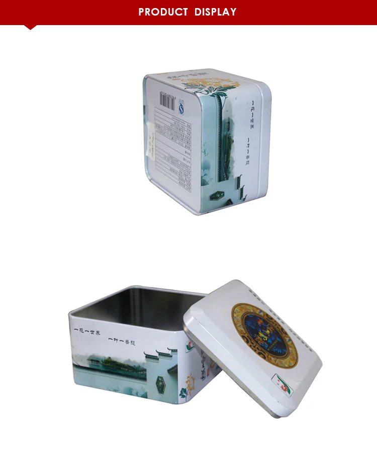 Custom square metal tea tin box wholesale printed tea tin can