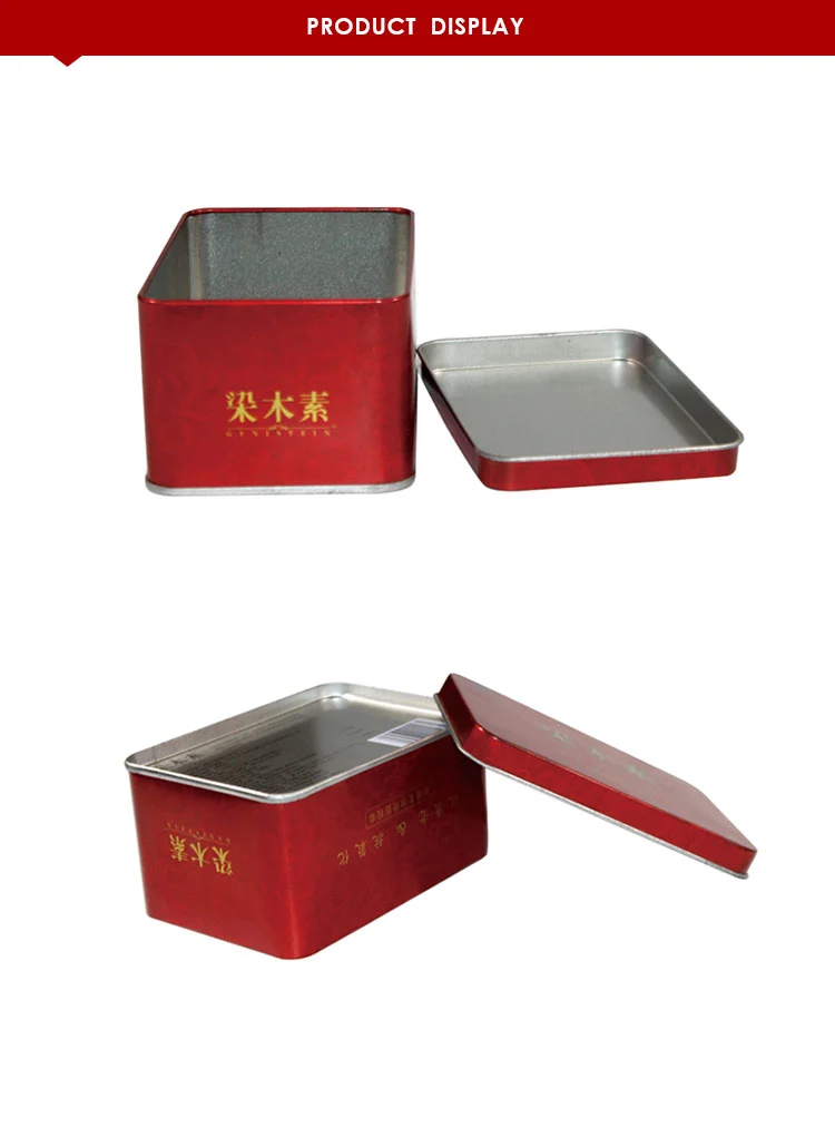 Rectangular metal herbal packaging tin box custom chines tea tin can