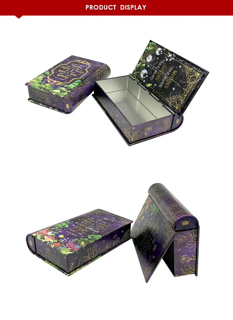 Customizable fairy tale book shaped gift tin box special metal gift tins