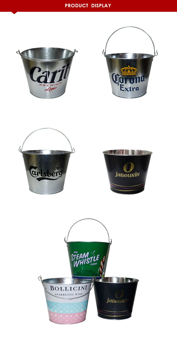 Custom galvanized ice bucket factory OEM custom metal beer bucket