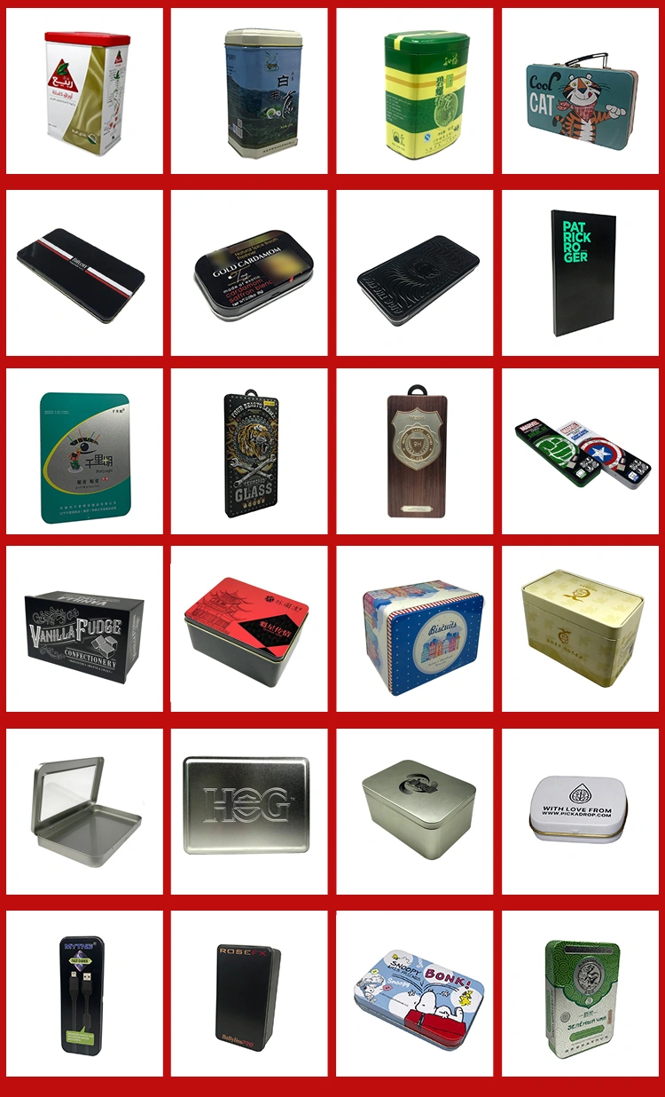 High Quality Rectangular Shape Storage Power Bank Tin Packaging Boxes Container Musical Tin Box Cookies