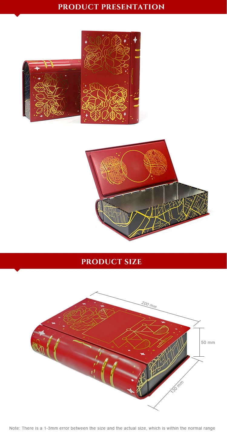 Custom wed gift candy box metal book shaped gift tin boxes