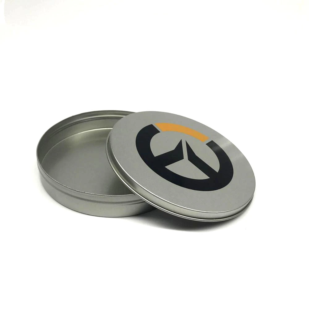 Wholesale oblate round shape electronic tin box custom USB cable tin can