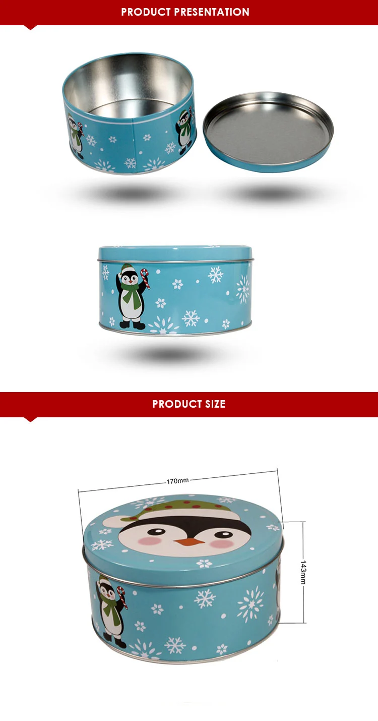Custom Food Grade Safe Round Packaging Cookie Tin Box Custom Gift Metal Tin Can