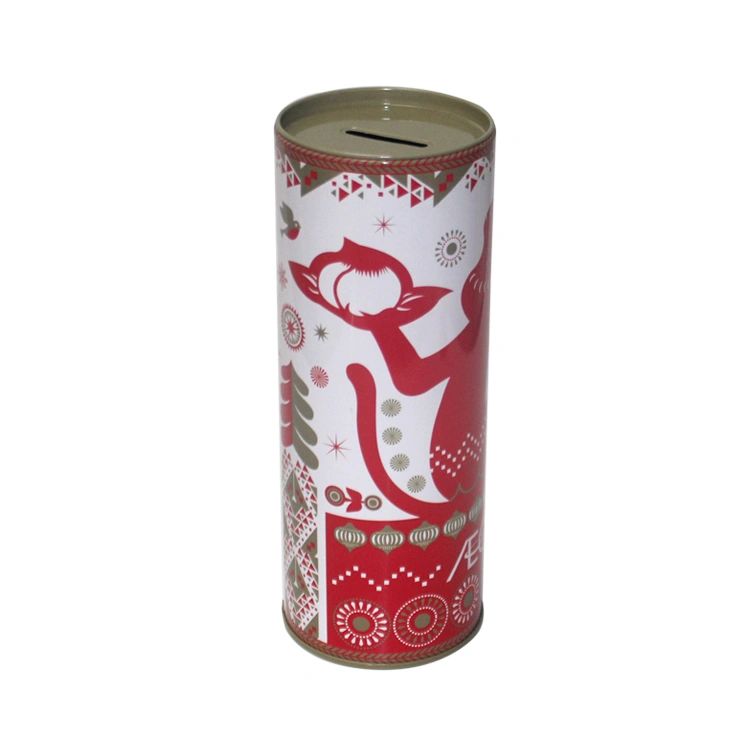 Compact money tin box with easy-slip lid, ideal for collecting spare change and small bills.