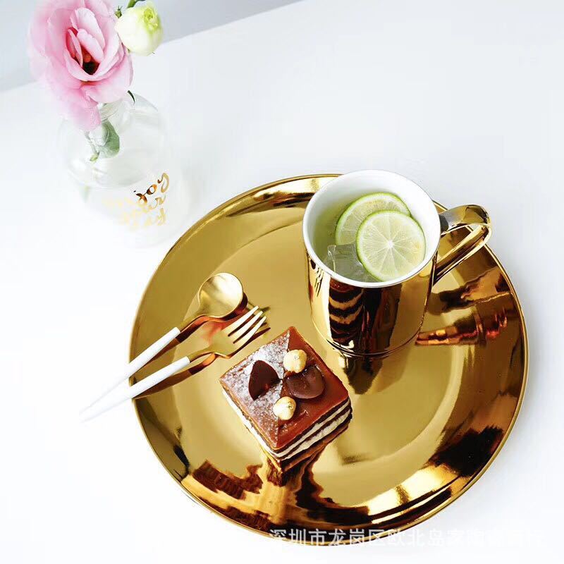 Creative Electroplating Charger Porcelain Mug With Saucer Manufacturer