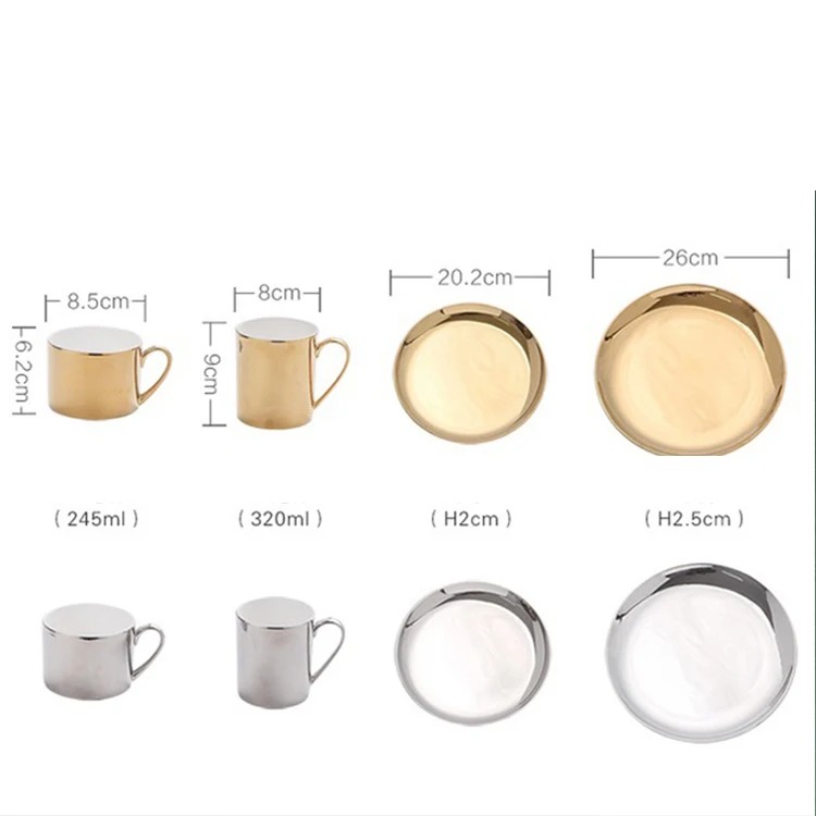 Creative Electroplating Charger Porcelain Mug With Saucer Manufacturer
