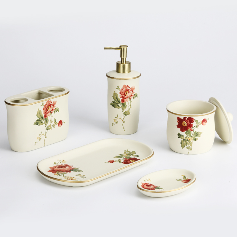 Yellowish Rose Resin Bathroom Accessories Manufacturer