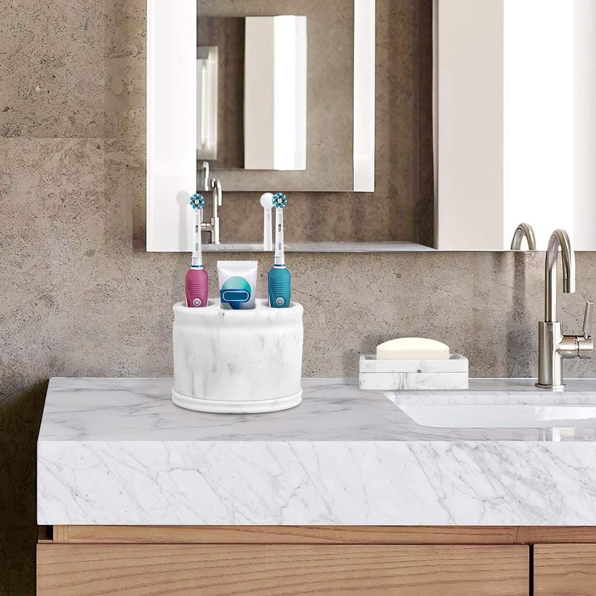 Resin Marble Pattern Toothbrush Stand Manufacturer