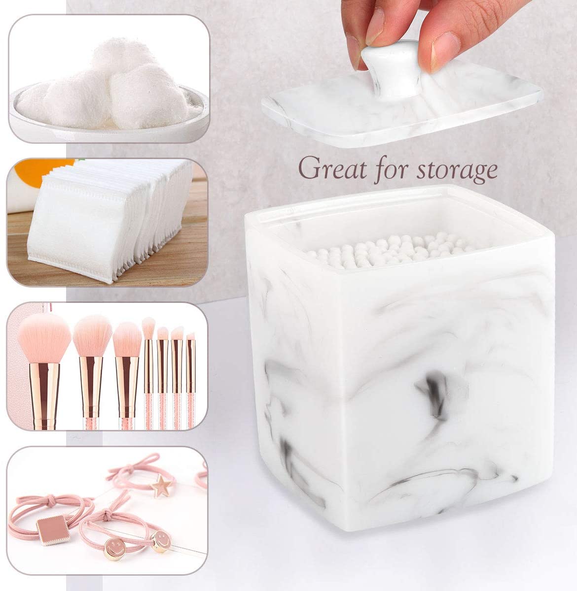 Marble Ink Pattern Resin Cotton Swab Box Manufacturer