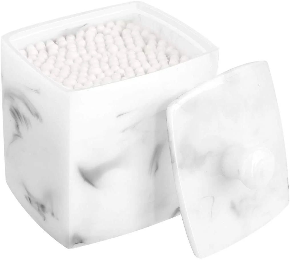 Marble Ink Pattern Resin Cotton Swab Box Manufacturer