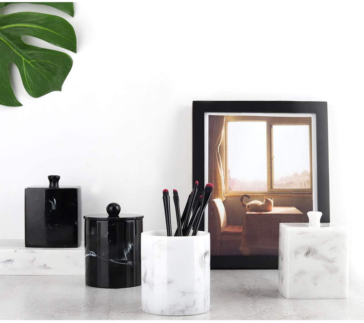 Marble Ink Pattern Resin Cotton Swab Box Manufacturer