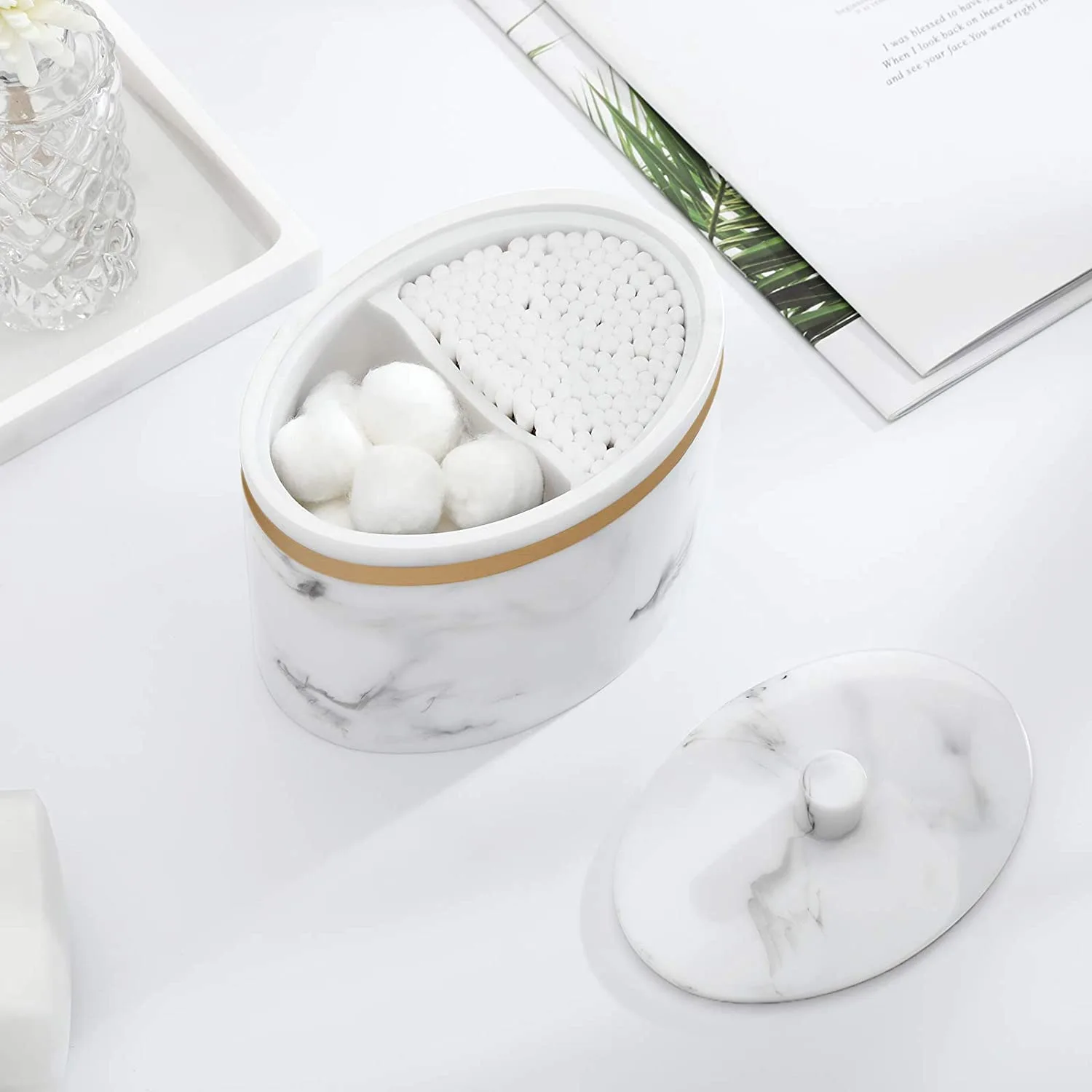 2 Compartments Resin Cotton Jar Manufacturer