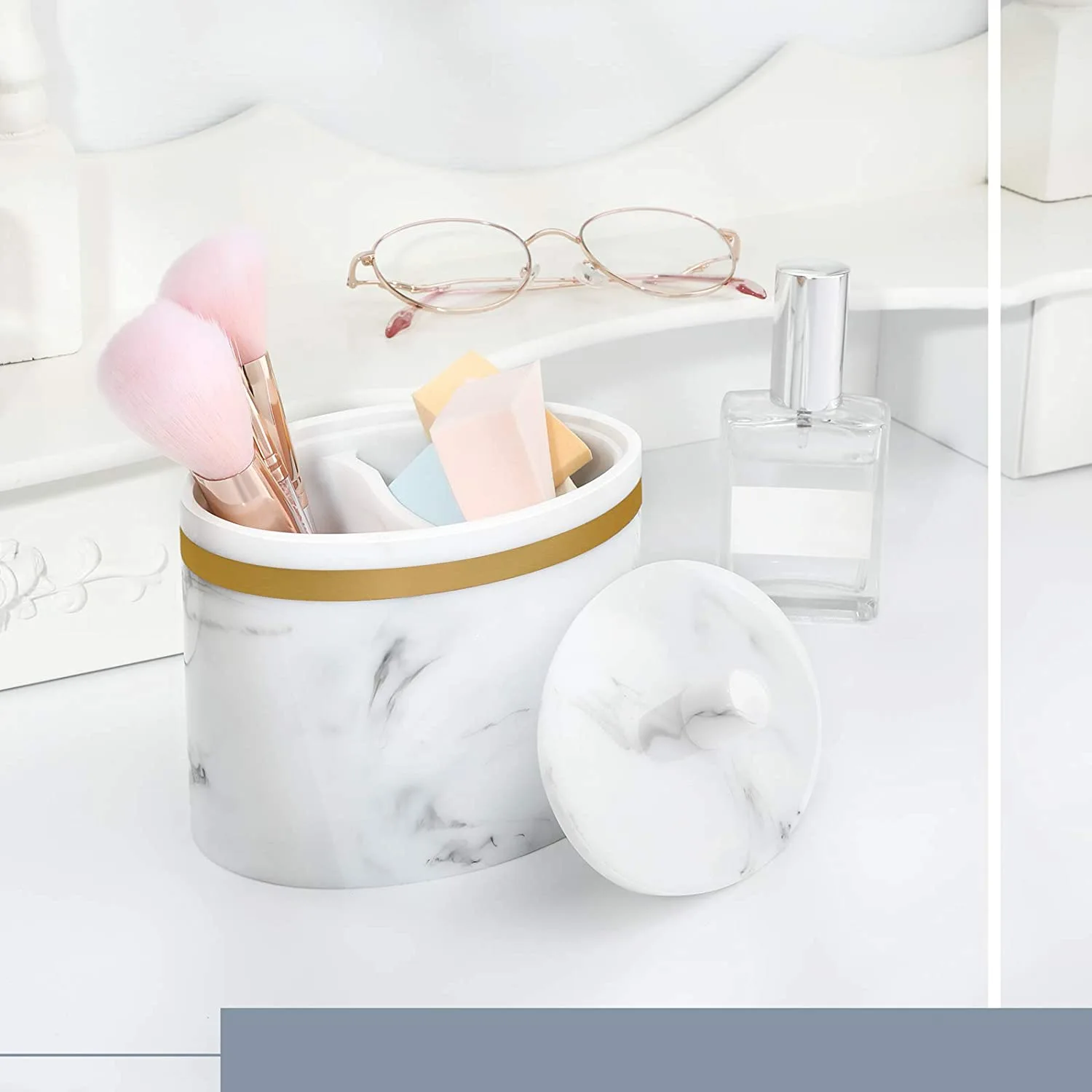 2 Compartments Resin Cotton Jar Manufacturer