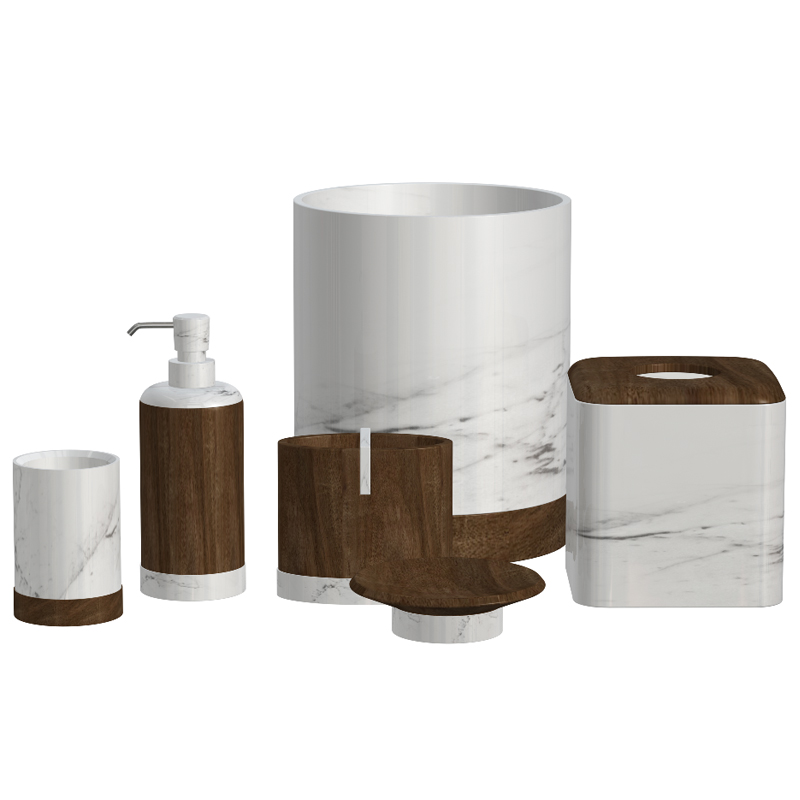 Wooden Pattern Resin Bathroom Accessories Manufacturer