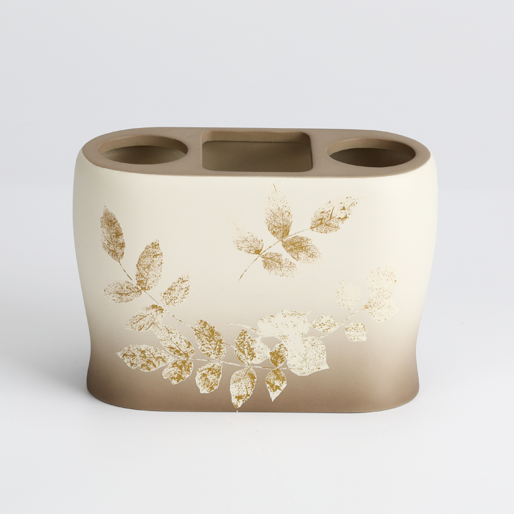 Debossed Leaves Resin Bathroom Organizer Manufacturer