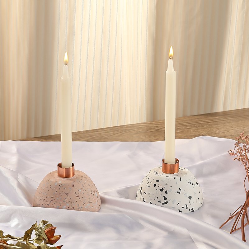Home Decor Terrazzo Style Cement Candle Stand Manufacturer