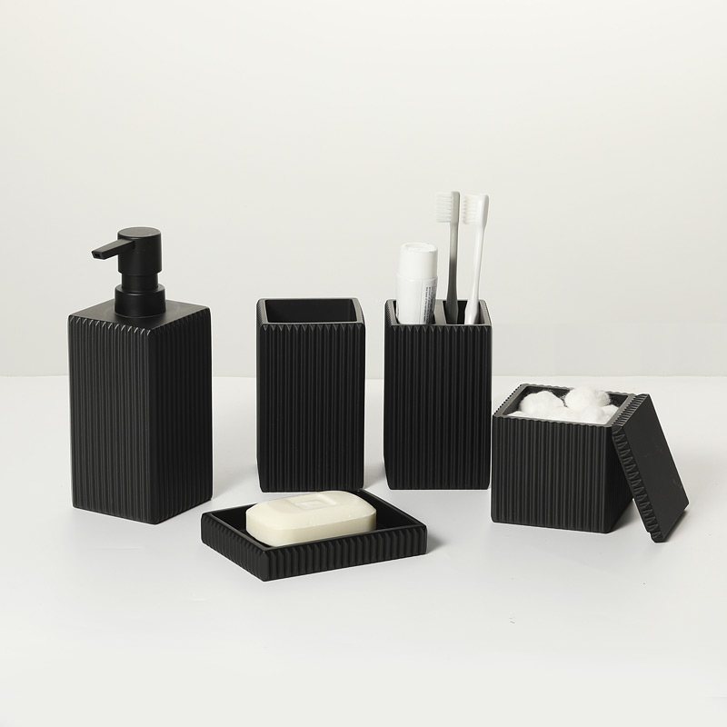 Black Vertical Stripe Resin Bathroom Sets Manufacturer