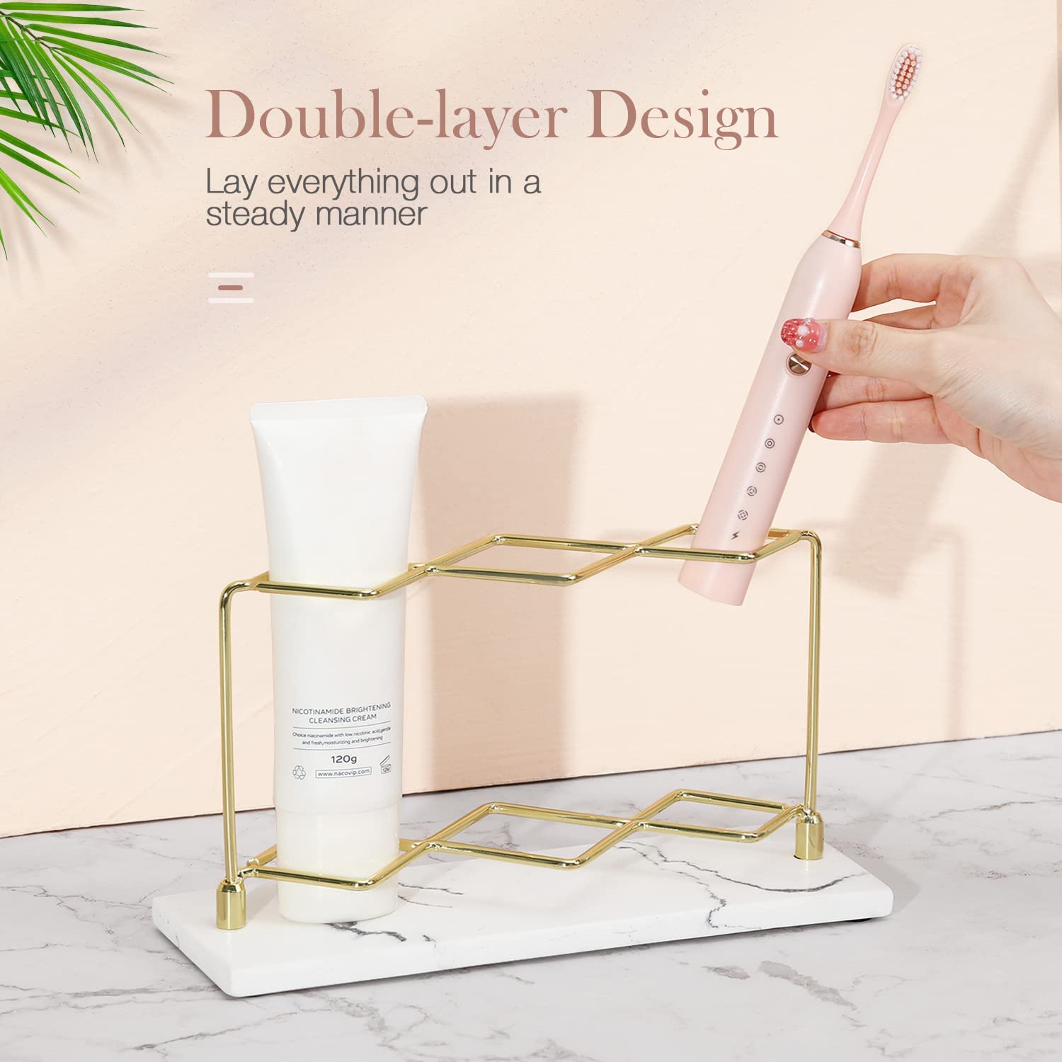 3 Slots Marble Golden Toothbrush Stand Manufacturer