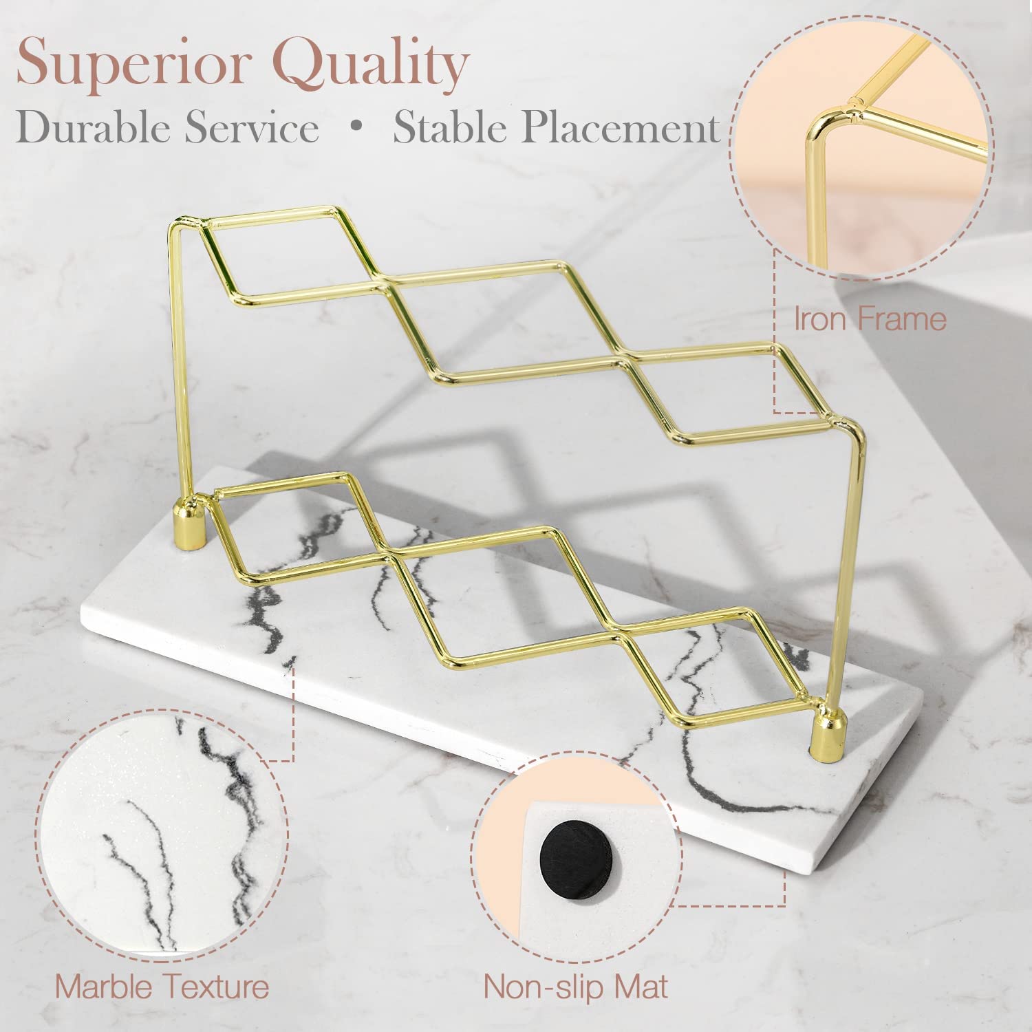 3 Slots Marble Golden Toothbrush Stand Manufacturer