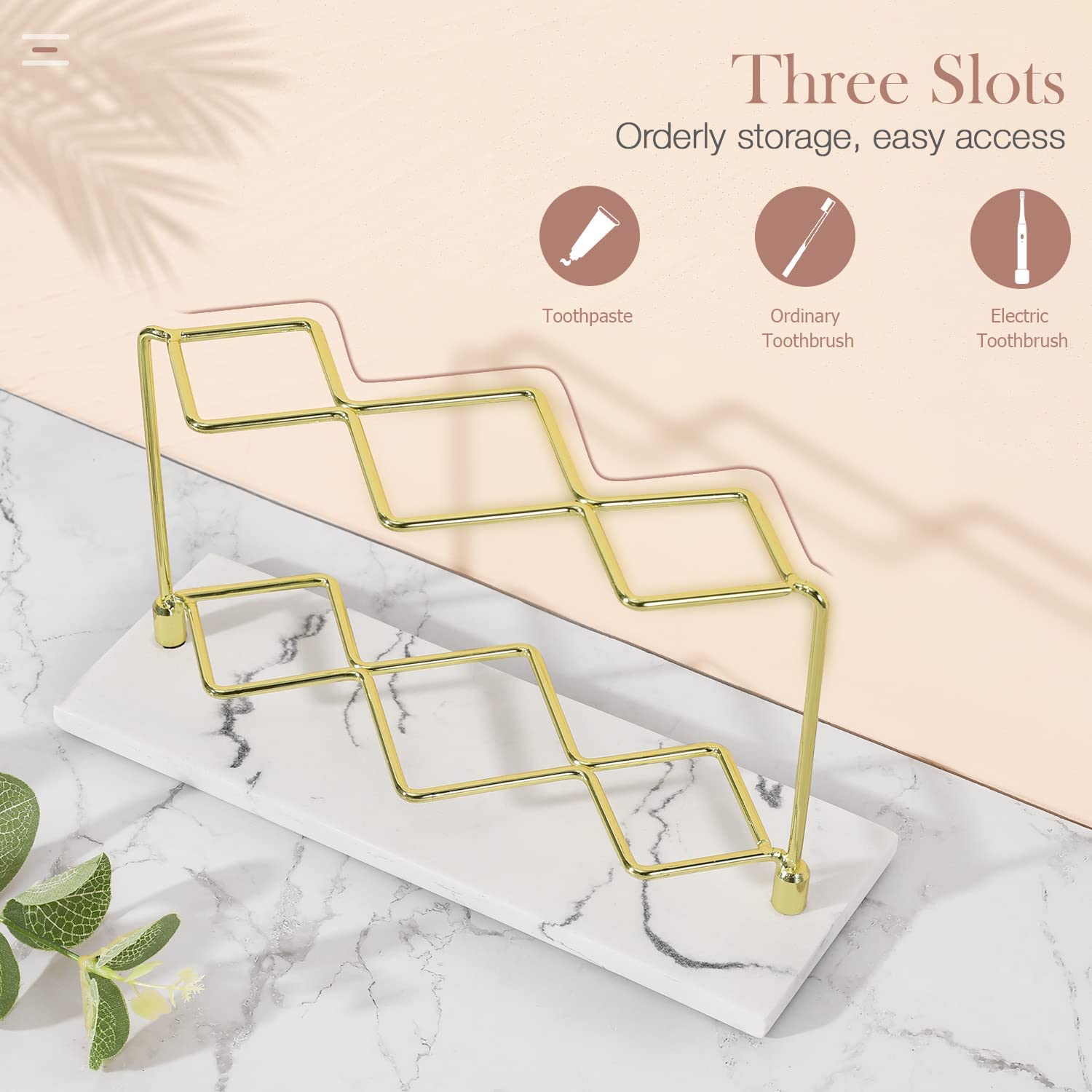 3 Slots Marble Golden Toothbrush Stand Manufacturer