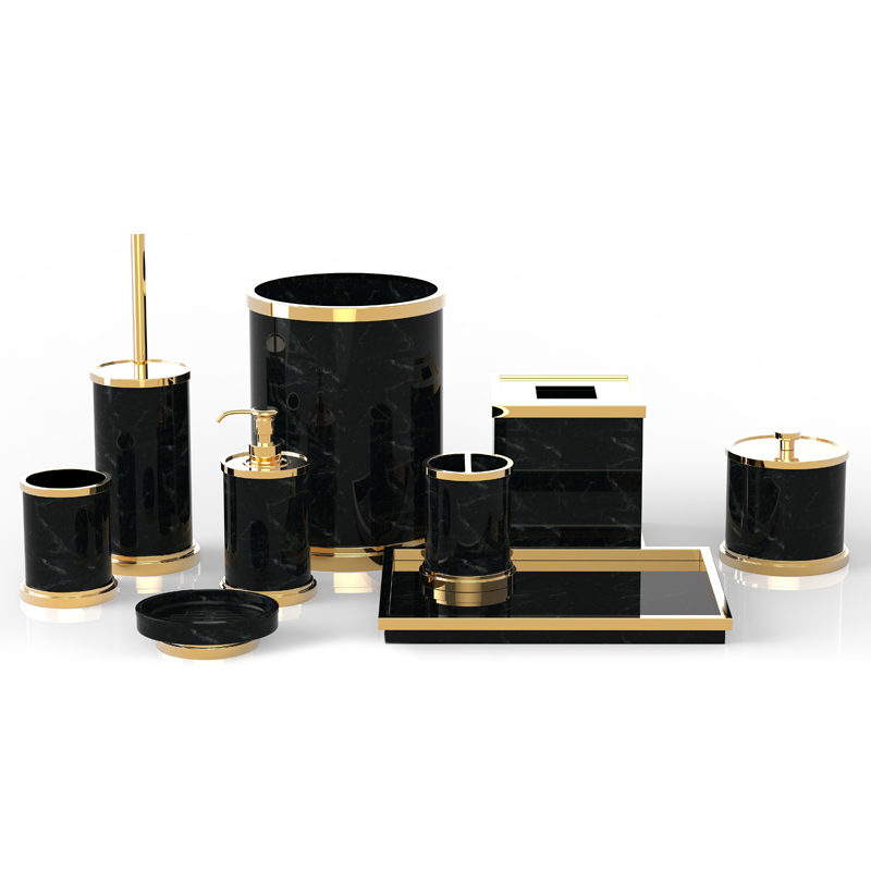 Black Marbale Pattern Resin Bathroom Sets Manufacturer