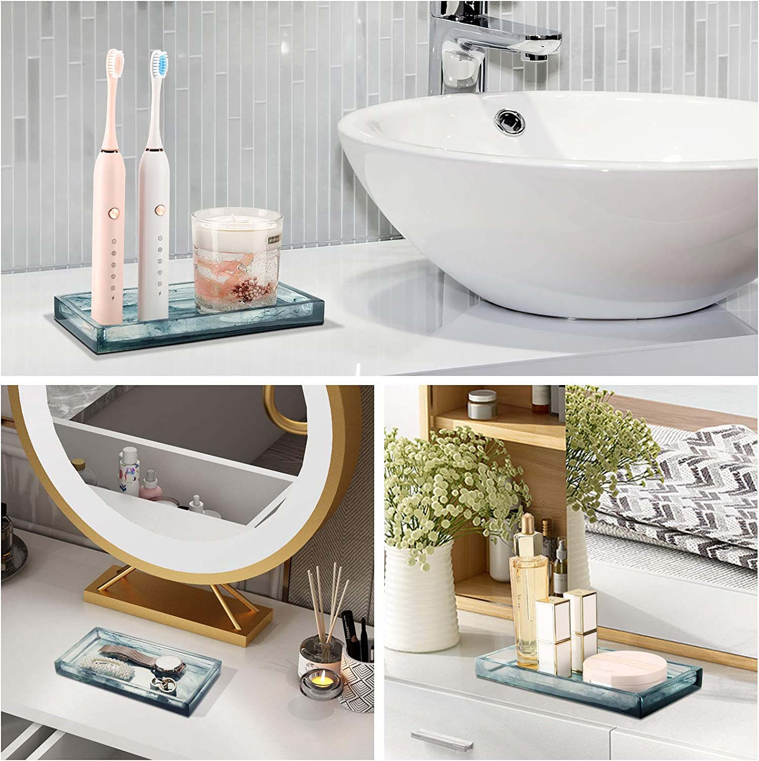 Resin Ink Blue Decorative Trays Manufacturer