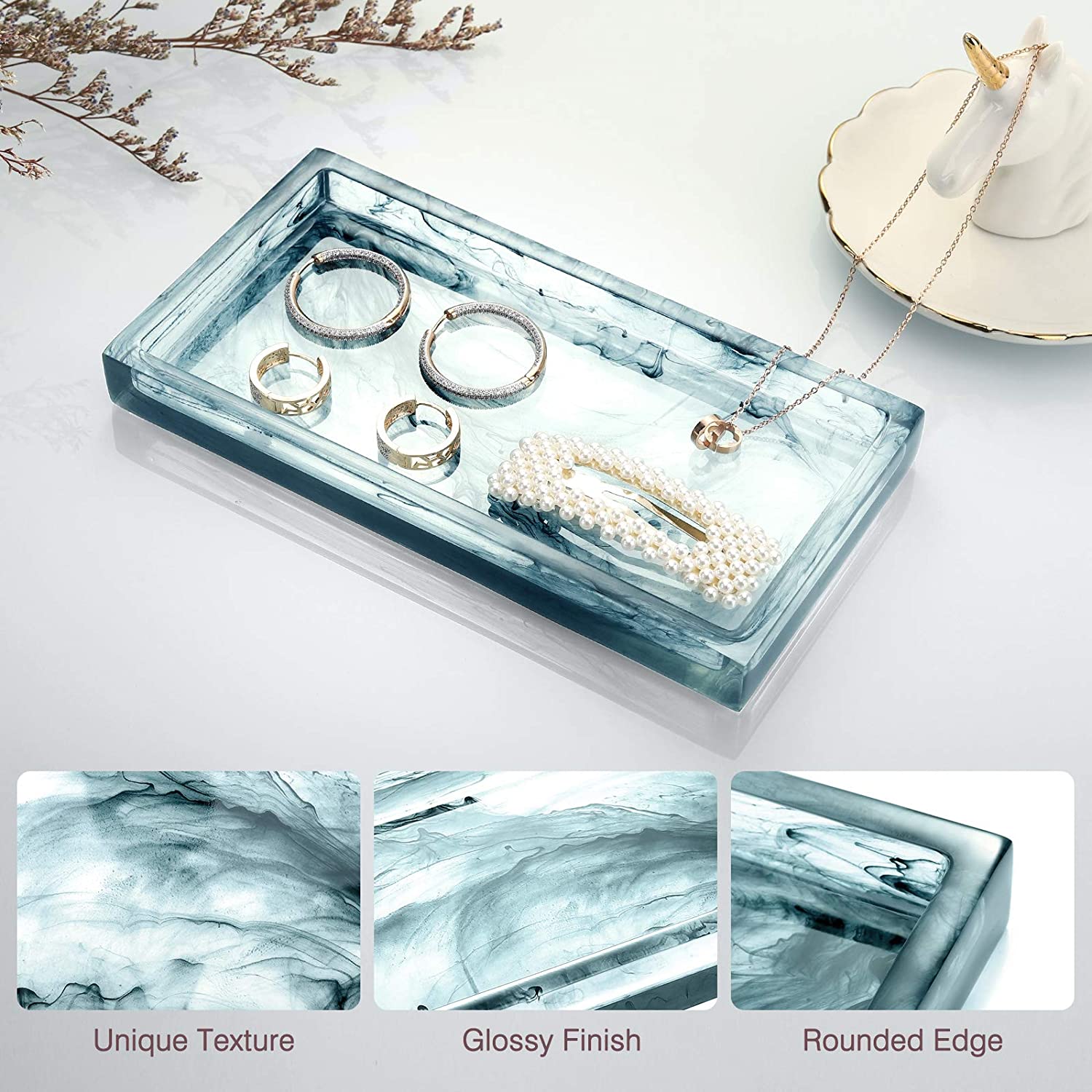 Resin Ink Blue Decorative Trays Manufacturer