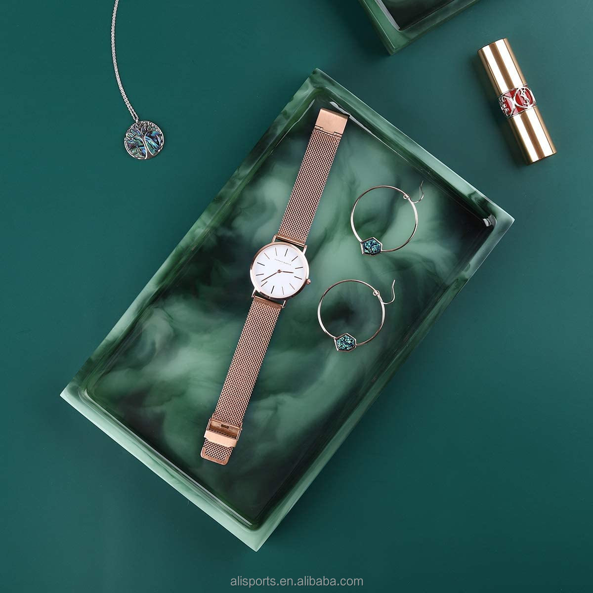 Resin Dark Green Decorative Trays manufacturer