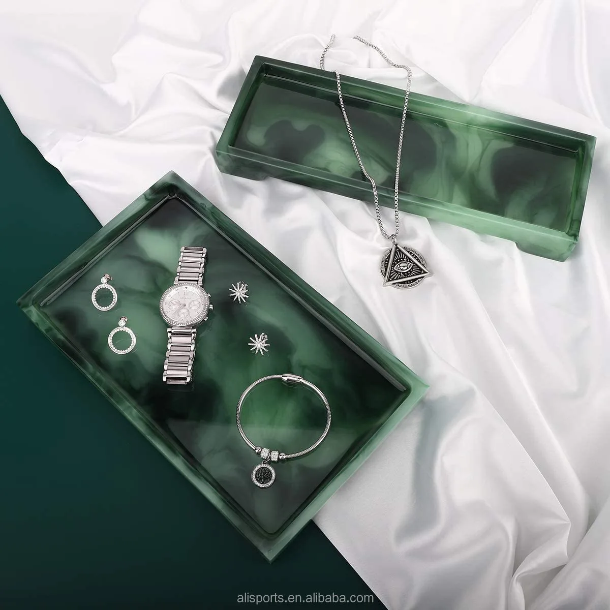 Resin Dark Green Decorative Trays manufacturer