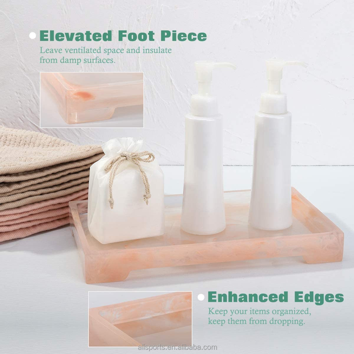 Ink Pink Resin Footed Nonslip Tray manufacturer