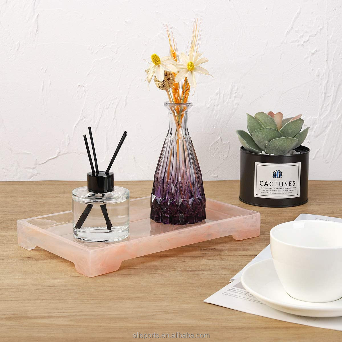 Ink Pink Resin Footed Nonslip Tray manufacturer