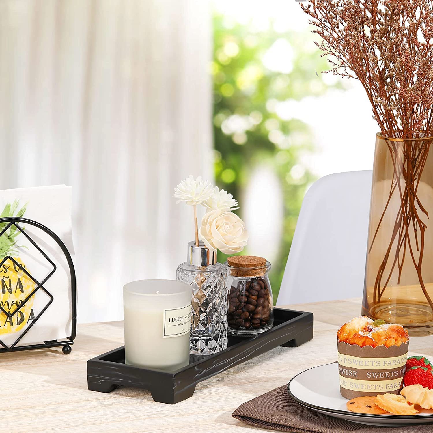 Footed Design Ink Black Cosmetics Tray manufacturer