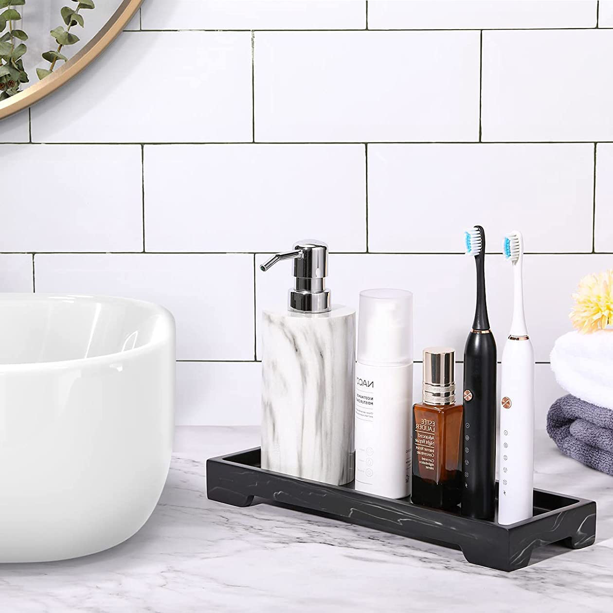 Footed Design Ink Black Cosmetics Tray manufacturer