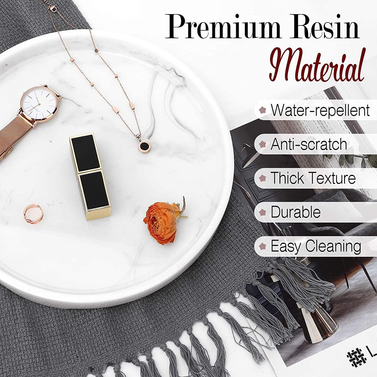 Marble White Catchal Footed Decorative Vanity Tray Manufacturer