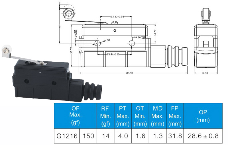 limit switch parameter and drawing