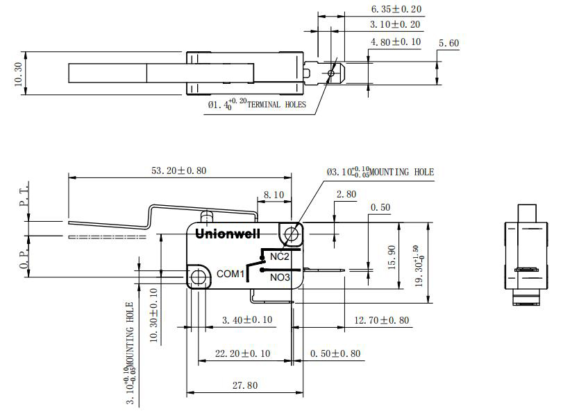 basic micro switch drawing