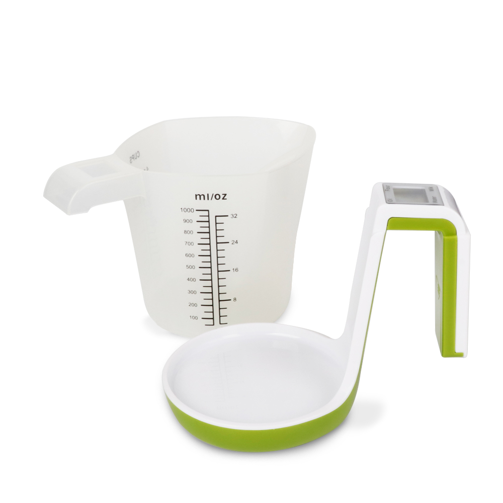 White Graduated Measuring Cups Removable Electronic Kitchen Scale