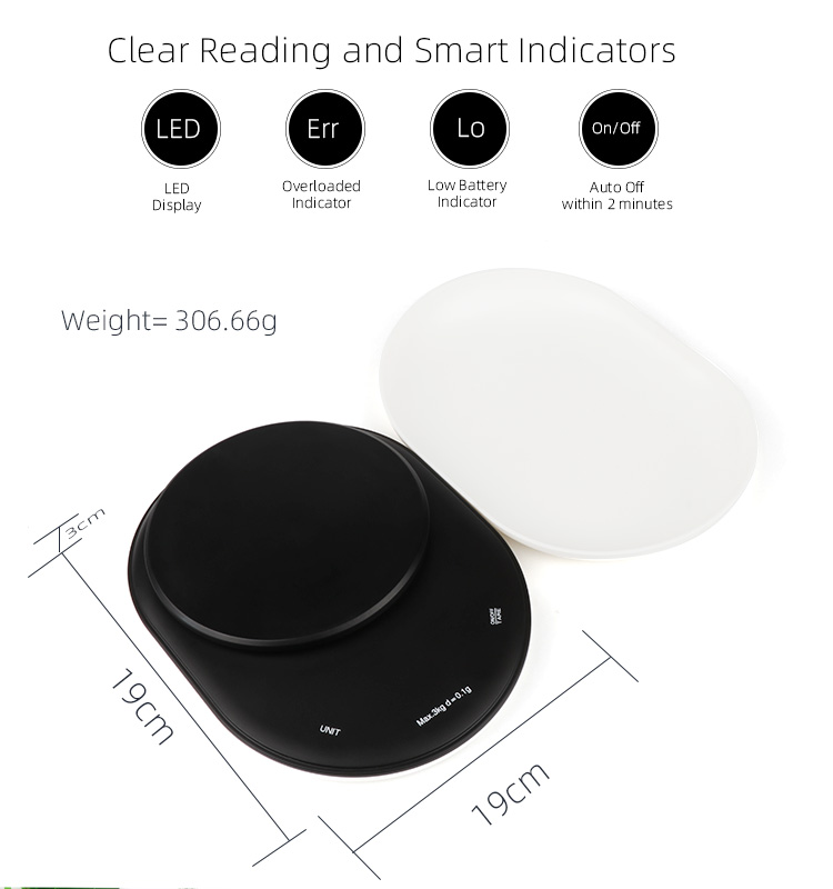 Electronic Food Scale 3kg/0.1g with LED