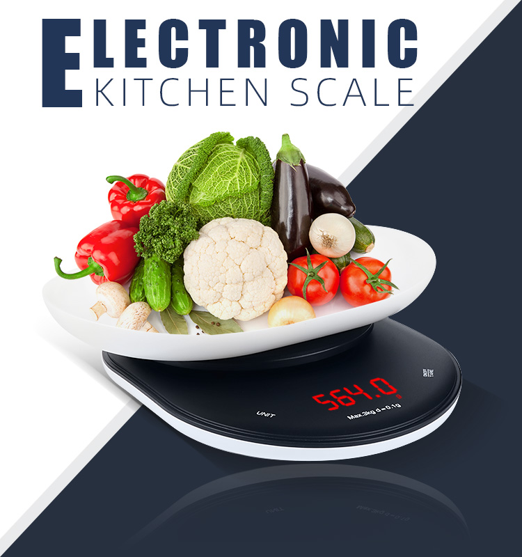 LED Display Digital Platform Kitchen Food Weighing Scale 3kg